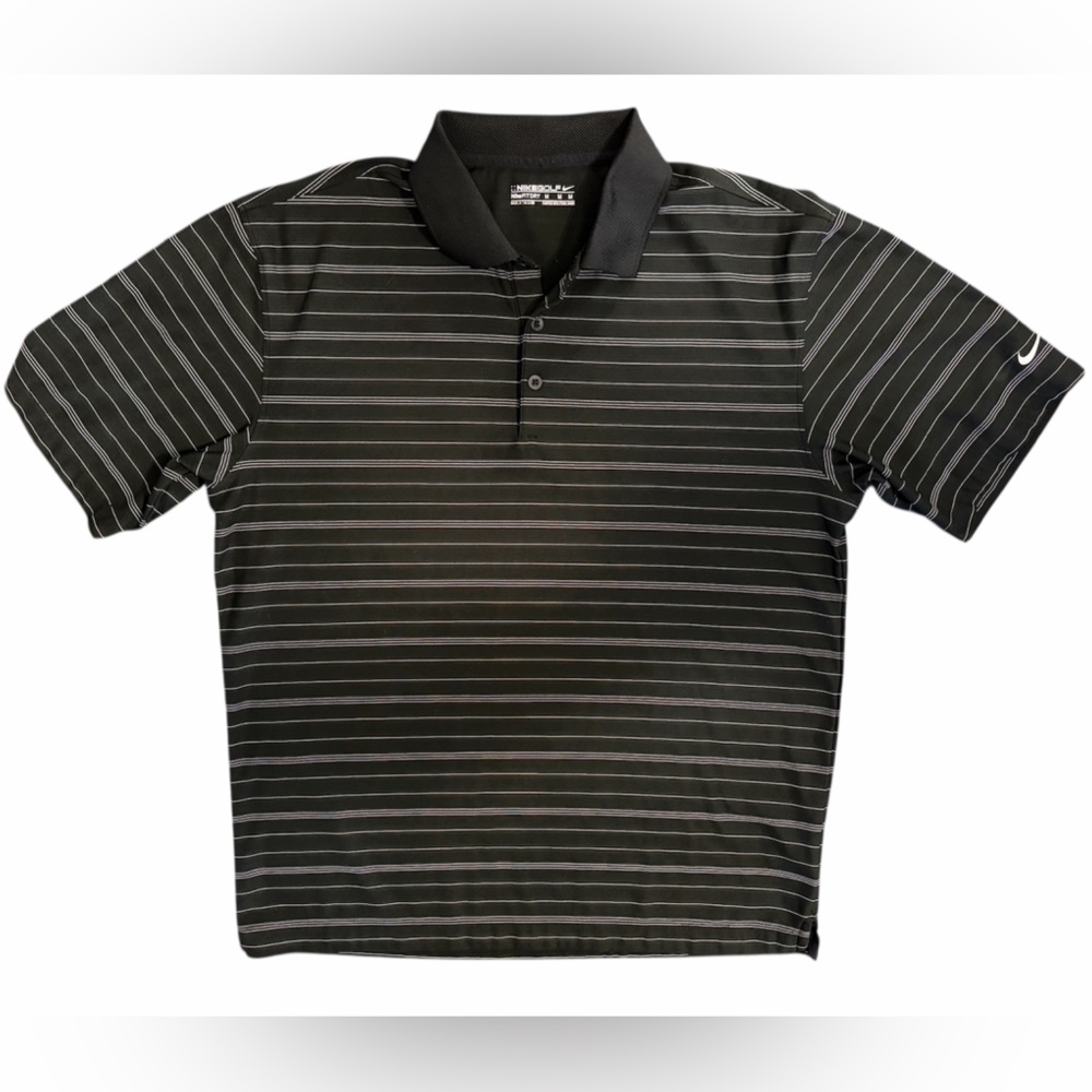 Nike Golf Fit Dry Polo Shirt Men’s Medium Black and White Stripes